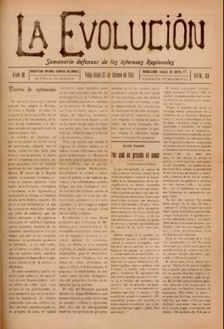 'La Evolución : semanario defensor de los intereses regionales' - Año 2 Número 33 - 1916 febrero 27