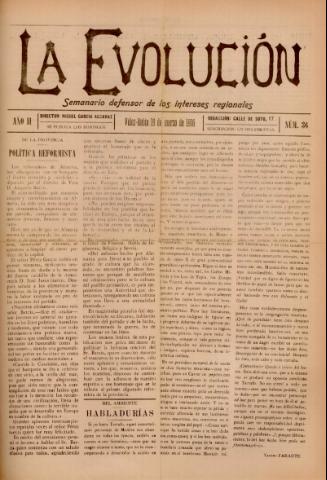 'La Evolución : semanario defensor de los intereses regionales' - Año 2 Número 36 - 1916 marzo 19