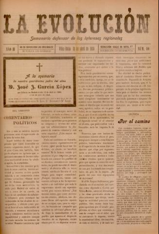 'La Evolución : semanario defensor de los intereses regionales' - Año 2 Número 40 - 1916 abril 16
