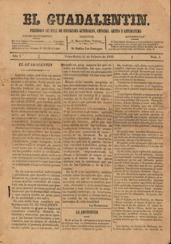 'El Guadalentin : Periódico Semanal Literario y de Intereses Generales' - Año 1 Número 1 - 1883 febrero 11