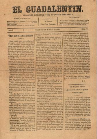 'El Guadalentin : Periódico Semanal Literario y de Intereses Generales' - Año 1 Número 14 - 1883 mayo 20