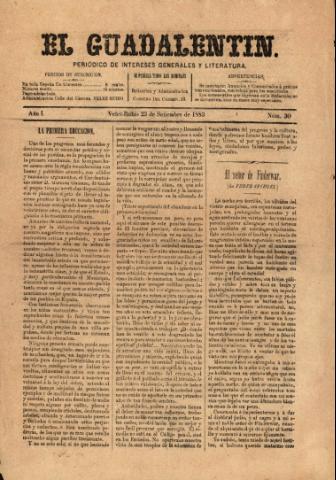 'El Guadalentin : Periódico Semanal Literario y de Intereses Generales' - Año 1 Número 30 - 1883 septiembre 23