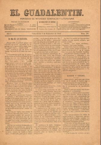 'El Guadalentin : Periódico Semanal Literario y de Intereses Generales' - Año 1 Número 36 - 1883 noviembre 04