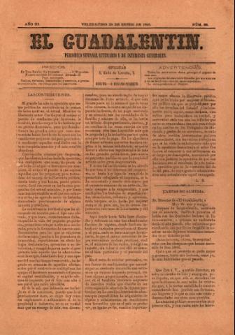 'El Guadalentin : Periódico Semanal Literario y de Intereses Generales' - Año 3 Número 65 - 1885 enero 25