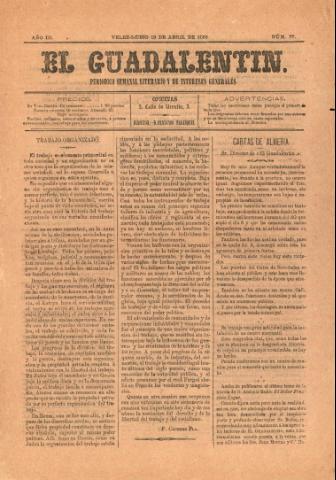 'El Guadalentin : Periódico Semanal Literario y de Intereses Generales' - Año 3 Número 77 - 1885 abril 19