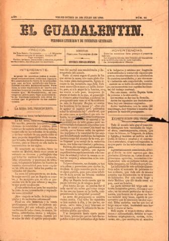 'El Guadalentin : Periódico Semanal Literario y de Intereses Generales' - Año 3 Número 90 - 1885 julio 25
