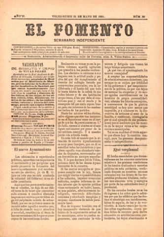 'El fomento : Semanario Independiente, continuación del anterior.' - Año 2 Número 39 - 1891 mayo 31