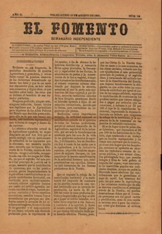 'El fomento : Semanario Independiente, continuación del anterior.' - Año 2 Número 50 - 1891 agosto 15