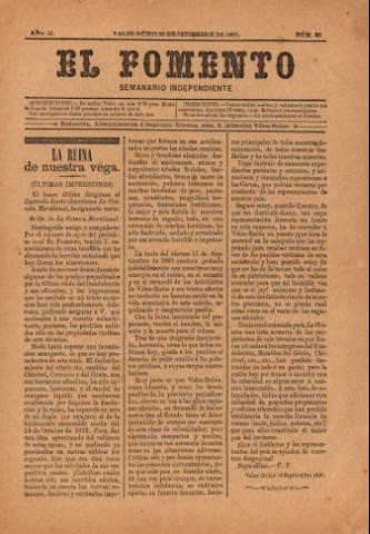 'El fomento : Semanario Independiente, continuación del anterior.' - Año 2 Número 55 - 1891 septiembre 20