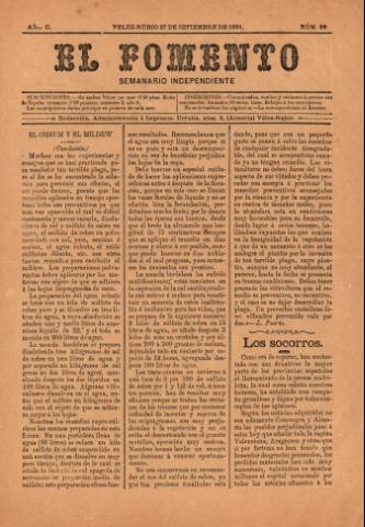 'El fomento : Semanario Independiente, continuación del anterior.' - Año 2 Número 56 - 1891 septiembre 27
