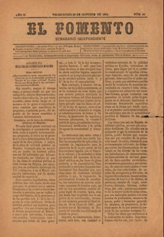 'El fomento : Semanario Independiente, continuación del anterior.' - Año 2 Número 60 - 1891 octubre 25