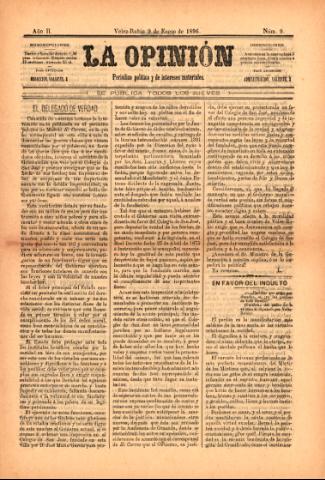 'La Opinión : Periódico político y de intereses materiales' - Año 2 Número 9 - 1896 enero 09