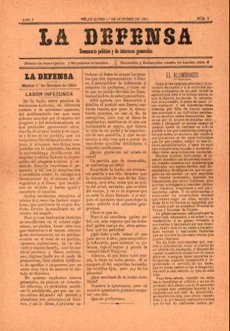 'La defensa : Semanario Político y de Intereses Generales' - Año 1 Número 3 - 1901 octubre 01