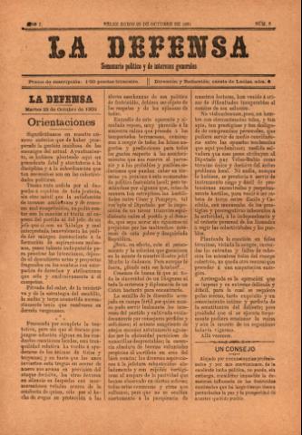 'La defensa : Semanario Político y de Intereses Generales' - Año 1 Número 6 - 1901 octubre 22