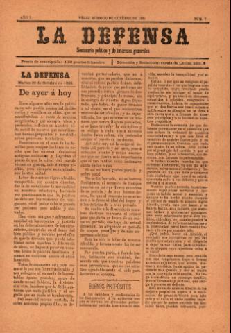 'La defensa : Semanario Político y de Intereses Generales' - Año 1 Número 7 - 1901 octubre 29