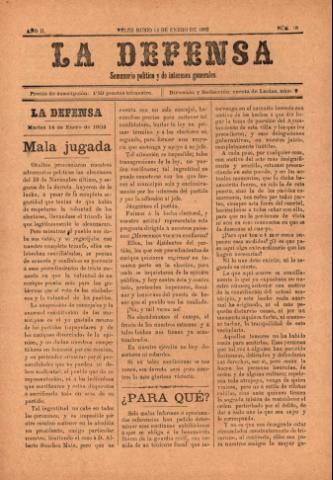 'La defensa : Semanario Político y de Intereses Generales' - Año 2 Número 18 - 1902 enero 14