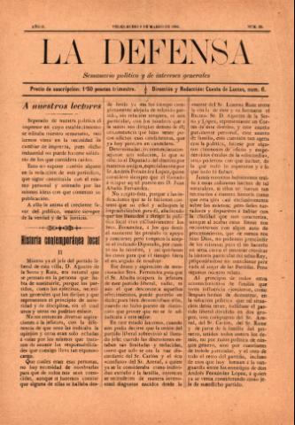 'La defensa : Semanario Político y de Intereses Generales' - Año 2 Número 25 - 1902 marzo 09