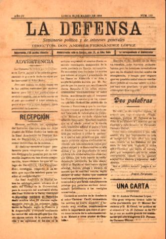 'La defensa : Semanario Político y de Intereses Generales' - Año 4 Número 130 - 1904 marzo 25