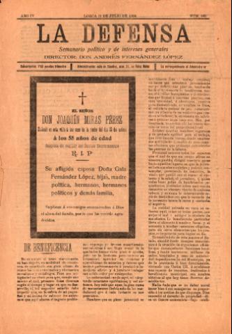 'La defensa : Semanario Político y de Intereses Generales' - Año 4 Número 145 - 1904 julio 31