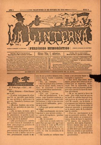 'La Linterna : Periódico Humorístico, Satírico y Literario' - Año 1 Número 2 - 1891 octubre 15