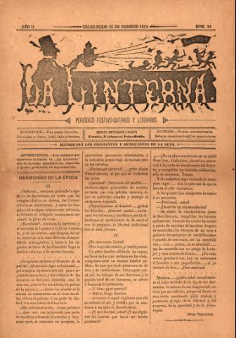 'La Linterna : Periódico Humorístico, Satírico y Literario' - Año 2 Número 10 - 1892 febrero 16