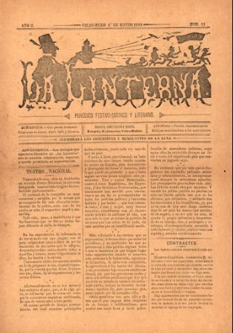 'La Linterna : Periódico Humorístico, Satírico y Literario' - Año 2 Número 11 - 1892 marzo 01