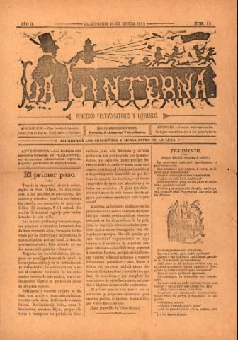'La Linterna : Periódico Humorístico, Satírico y Literario' - Año 2 Número 12 - 1892 marzo 16