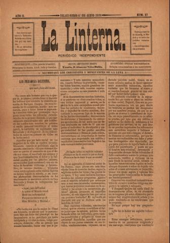 'La Linterna : Periódico Humorístico, Satírico y Literario' - Año 2 Número 17 - 1892 junio 01