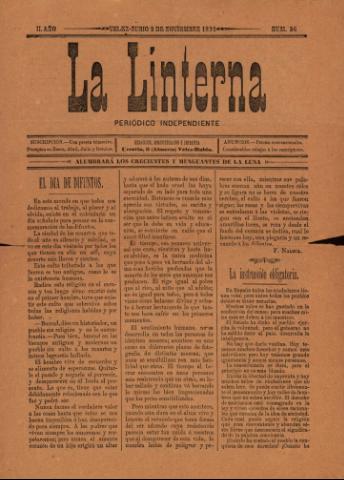 'La Linterna : Periódico Humorístico, Satírico y Literario' - Año 2 Número 26 - 1892 noviembre 02
