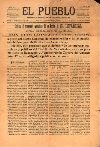 'El pueblo : Semanario Defensor de los Intereses Regionales' - Año 1 Número 29 - 1918 enero 30