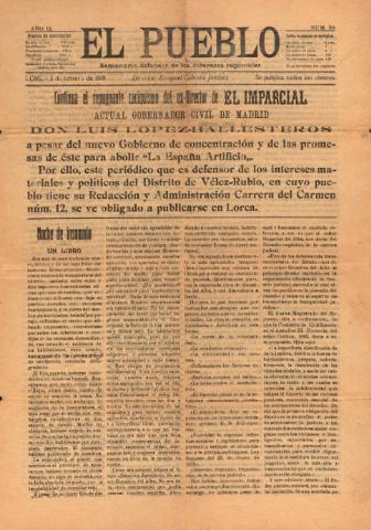 'El pueblo : Semanario Defensor de los Intereses Regionales' - Año 1 Número 30 - 1918 febrero 03