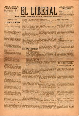 'El Liberal : Semanario defensro de los intereses regionales' - Año 1 Número 7 - 1917 marzo 15