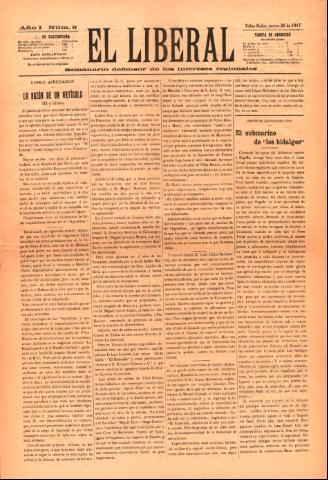 'El Liberal : Semanario defensro de los intereses regionales' - Año 1 Número 8 - 1917 marzo 22