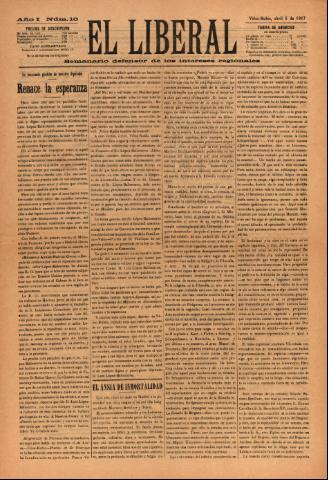 'El Liberal : Semanario defensro de los intereses regionales' - Año 1 Número 10 - 1917 abril 05