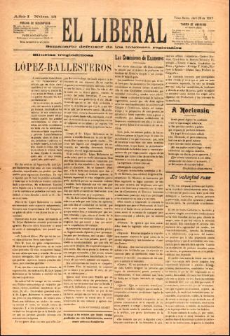 'El Liberal : Semanario defensro de los intereses regionales' - Año 1 Número 13 - 1917 abril 26