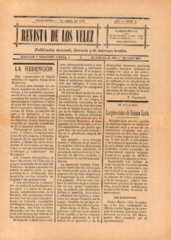 'Revista de los Vélez : Publicación escolar, festivo-literaria y de intereses locales' - Año 1 Número 4 - 1915 abril 01