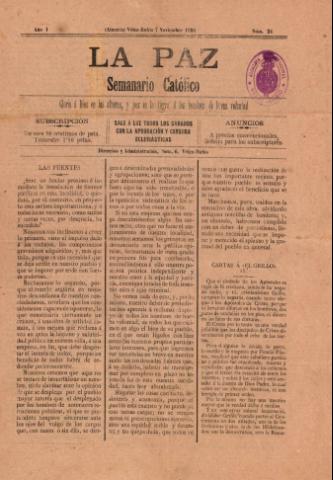 'La paz : Semanario católico' - Año 1 Número 24 - 1891 noviembre 07