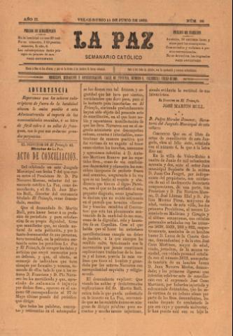 'La paz : Semanario católico' - Año 2 Número 55 - 1892 junio 11