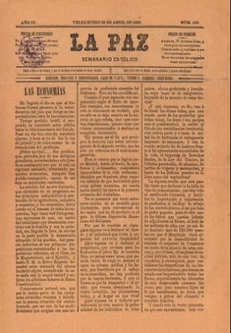 'La paz : Semanario católico' - Año 3 Número 100 - 1893 abril 22