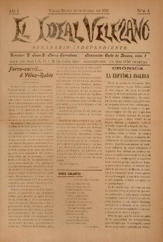 'El Ideal Velezano : semanario independiente' - Año 1 Número 4 - 1911 octubre 15