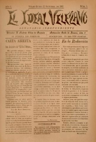 'El Ideal Velezano : semanario independiente' - Año 1 Número 5 - 1911 octubre 22