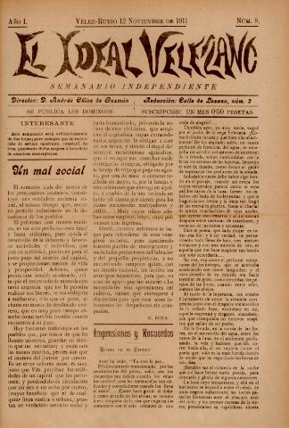 'El Ideal Velezano : semanario independiente' - Año 1 Número 8 - 1911 noviembre 11