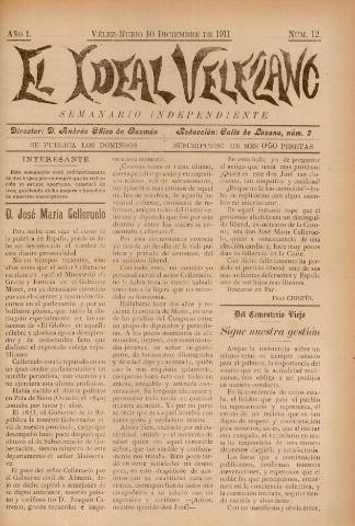 'El Ideal Velezano : semanario independiente' - Año 1 Número 12 - 1911 diciembre 10