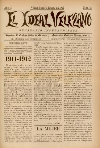 'El Ideal Velezano : semanario independiente' - Año 2 Número 15 - 1912 enero 01