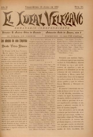'El Ideal Velezano : semanario independiente' - Año 2 Número 40 - 1912 junio 23