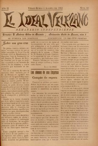 'El Ideal Velezano : semanario independiente' - Año 2 Número 46 - 1912 agosto 04