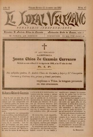 'El Ideal Velezano : semanario independiente' - Año 2 Número 47 - 1912 agosto 11