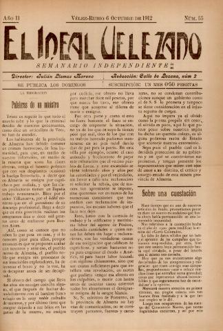 'El Ideal Velezano : semanario independiente' - Año 2 Número 55 - 1912 octubre 06