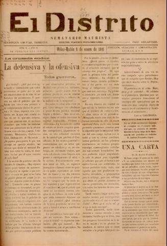 'El Distrito : semanario maurista' - Año 2 Número 6 - 1916 enero 06