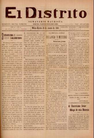 'El Distrito : semanario maurista' - Año 2 Número 8 - 1916 enero 20